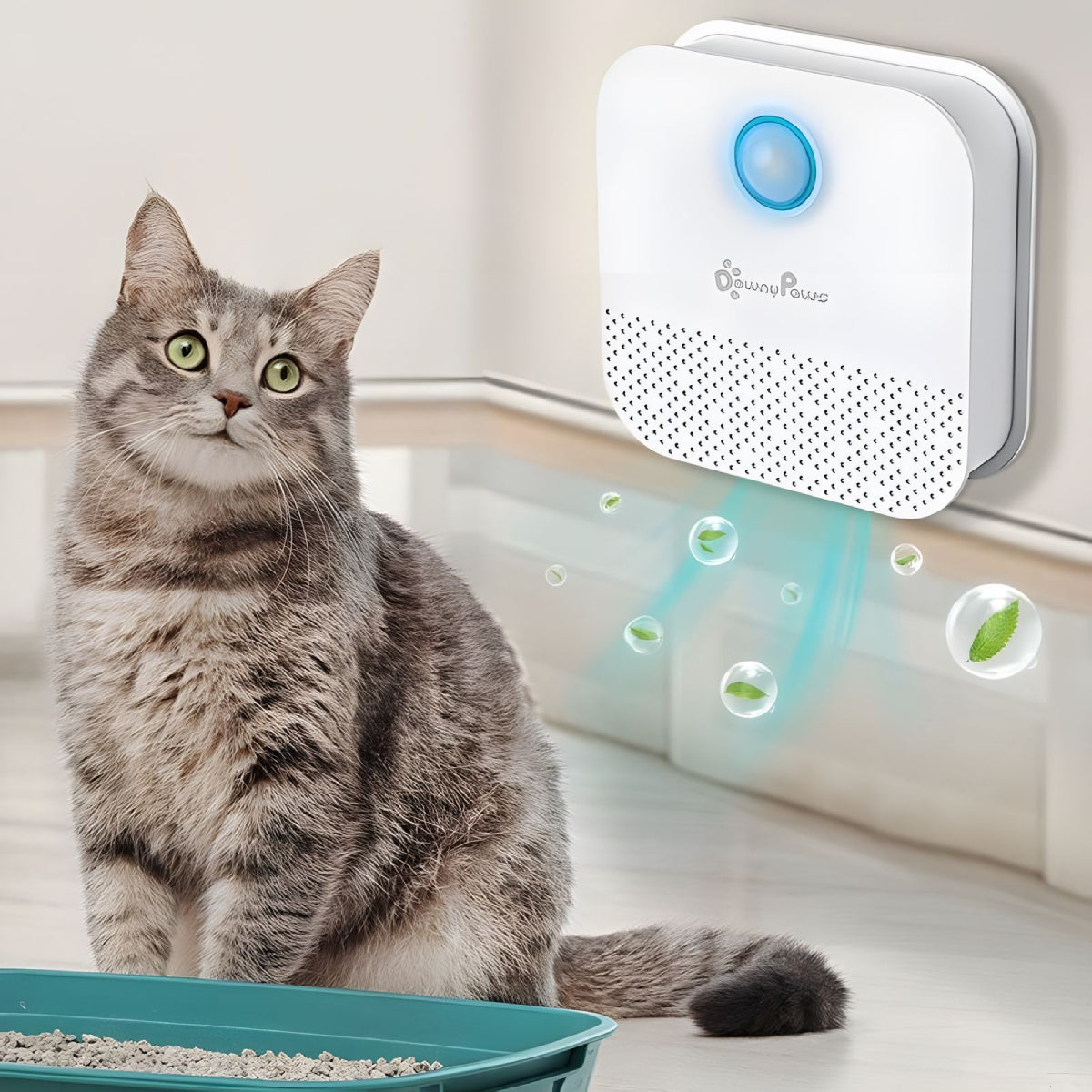 Purificateur Intelligent DownyPaws 4000mAh pour Bac à Litière pour Chat