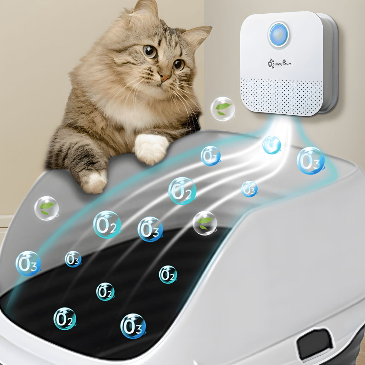 Purificateur Intelligent DownyPaws 4000mAh pour Bac à Litière pour Chat