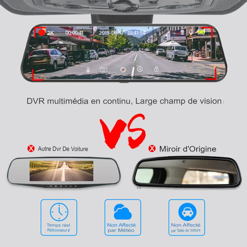 Stream Mirror Dash Cam avec vision de nuit